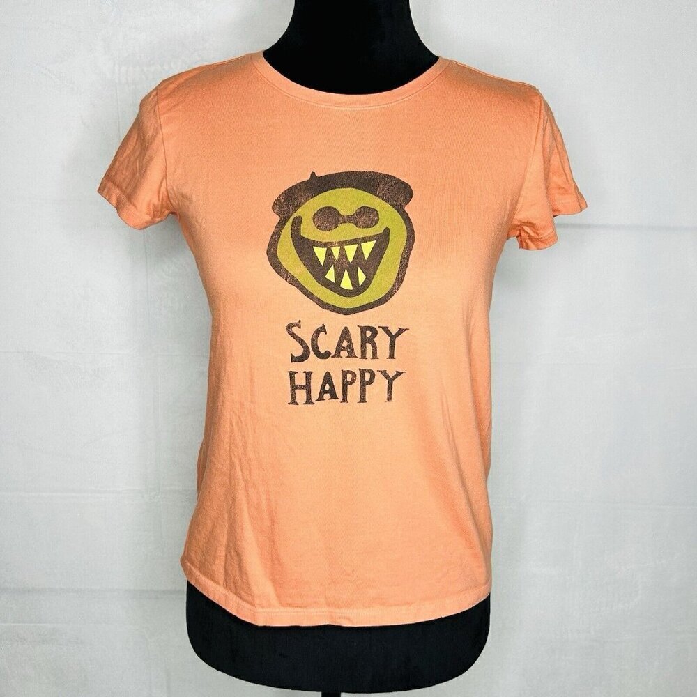 LIFE IS GOOD Girl's Size XL 12-14 Halloween SCARY HAPPY Short Sleeve T-Shirt